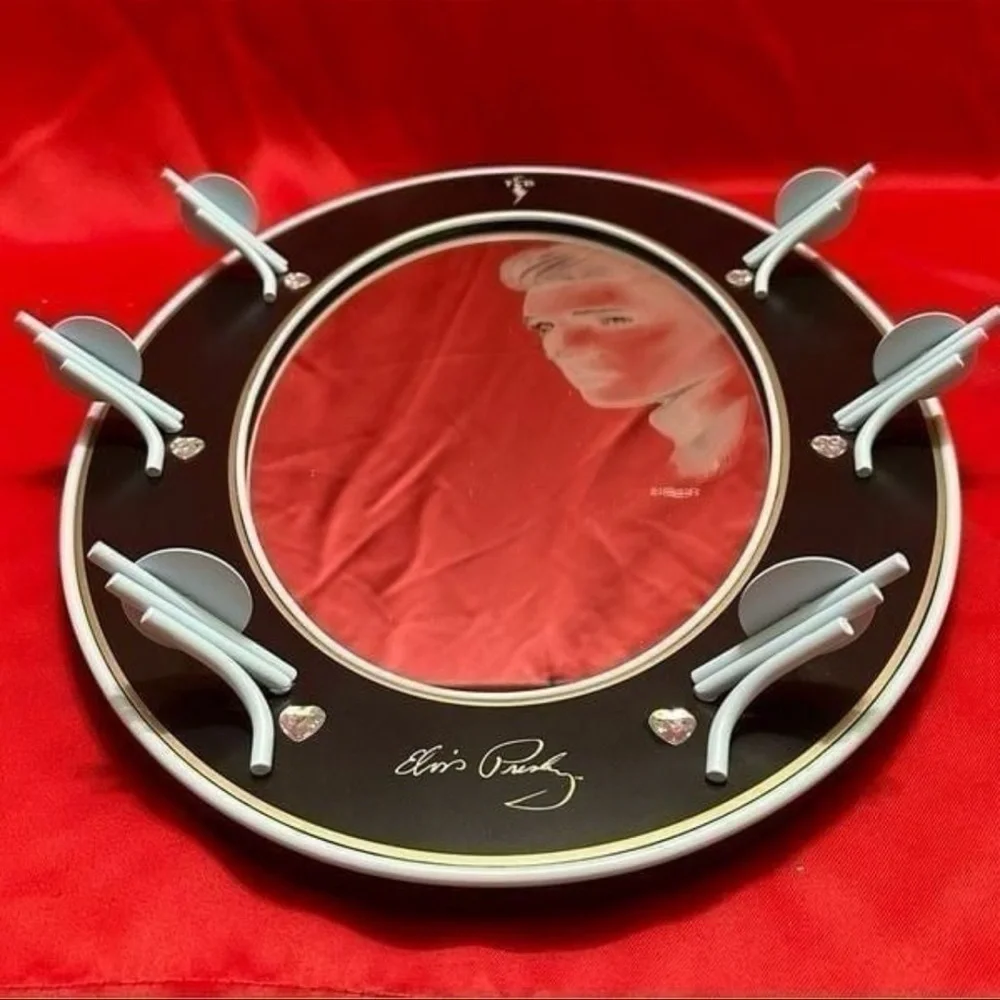Elvis Presley Black and Silver Oval Wall Mirror